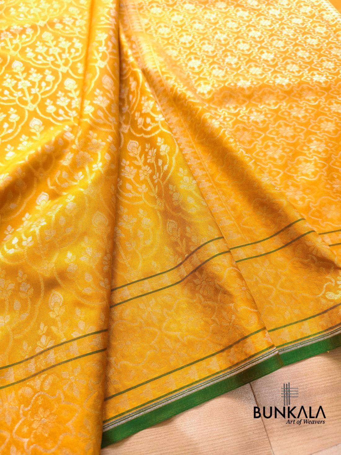 Yellow Ektara Banarasi Jamdani Weaved Silk Saree