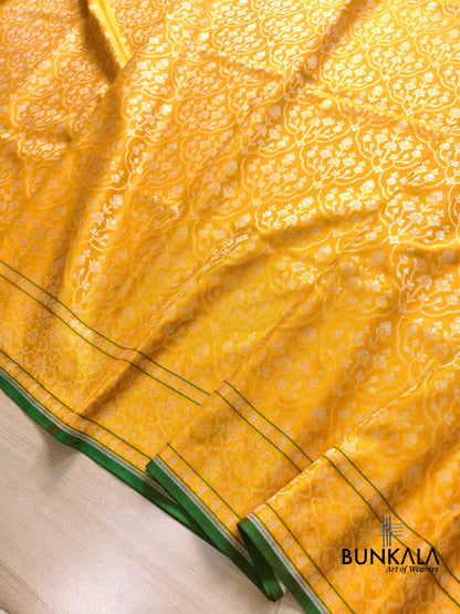 Yellow Ektara Banarasi Jamdani Weaved Silk Saree