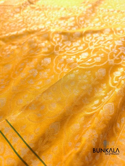Yellow Ektara Banarasi Jamdani Weaved Silk Saree