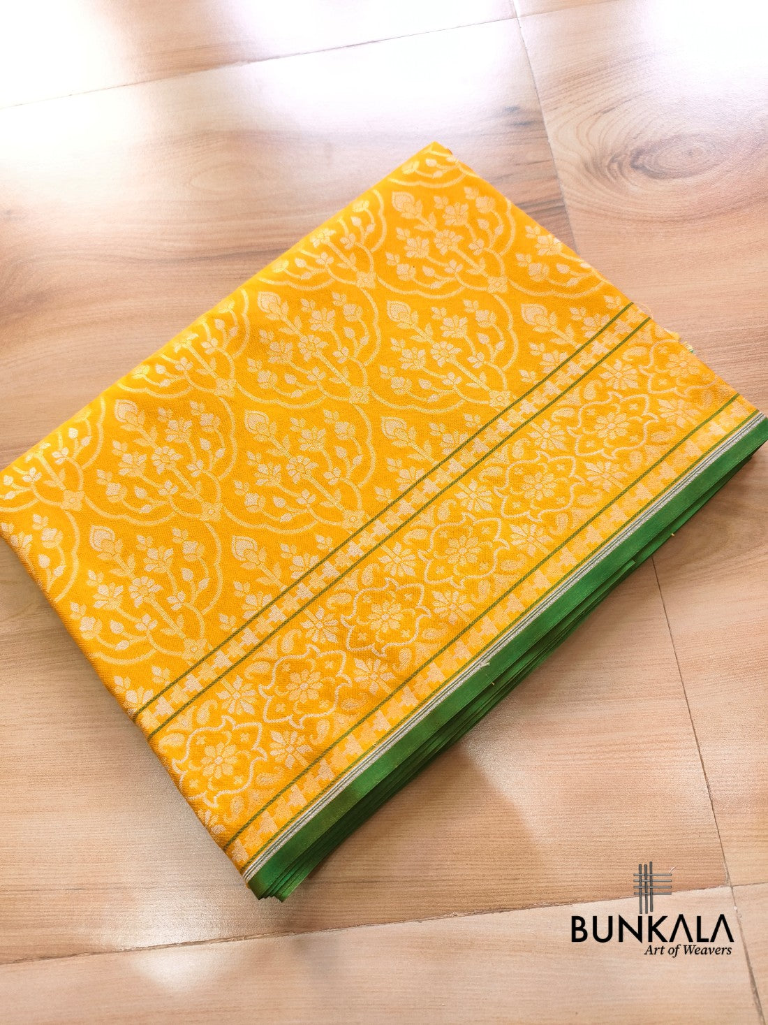 Yellow Ektara Banarasi Jamdani Weaved Silk Saree