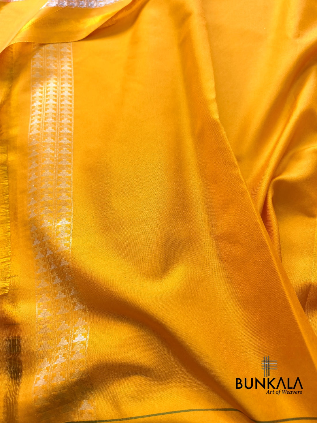 Yellow Ektara Banarasi Jamdani Weaved Silk Saree