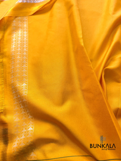 Yellow Ektara Banarasi Jamdani Weaved Silk Saree