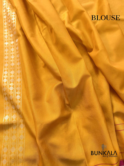 Yellow Ektara Banarasi Jamdani Weaved Silk Saree