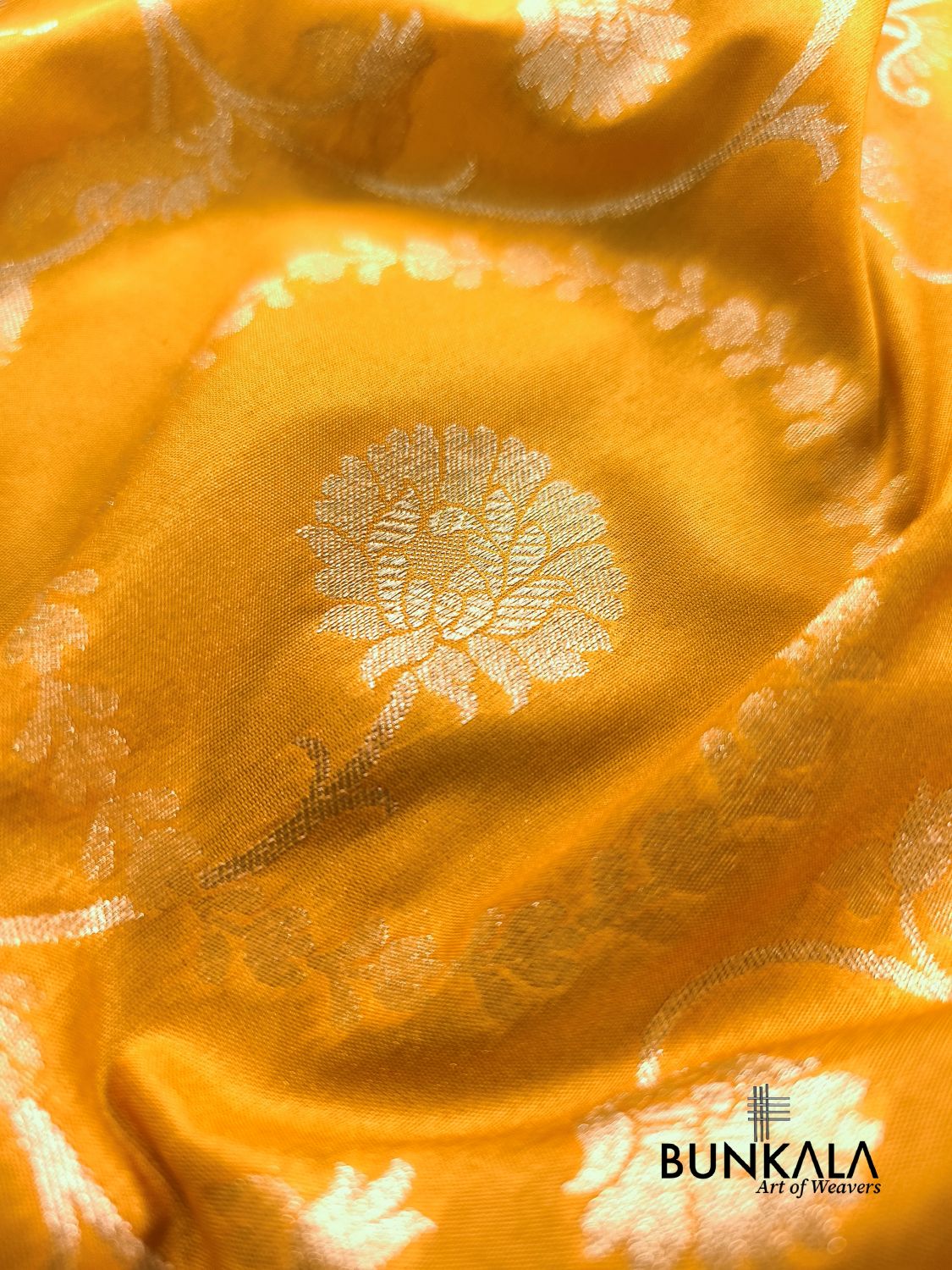 Yellow Sona Rupa Floral Jaal Banarasi Silk Saree