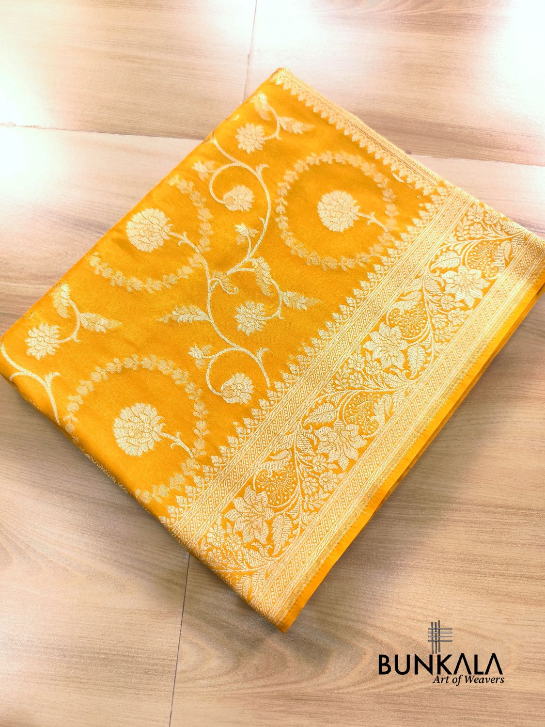 Yellow Sona Rupa Floral Jaal Banarasi Silk Saree