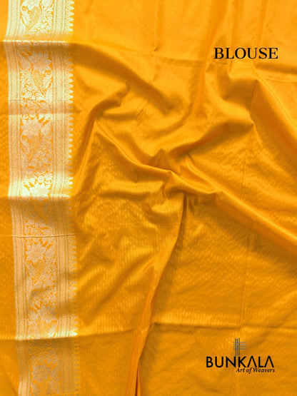 Yellow Sona Rupa Floral Jaal Banarasi Silk Saree