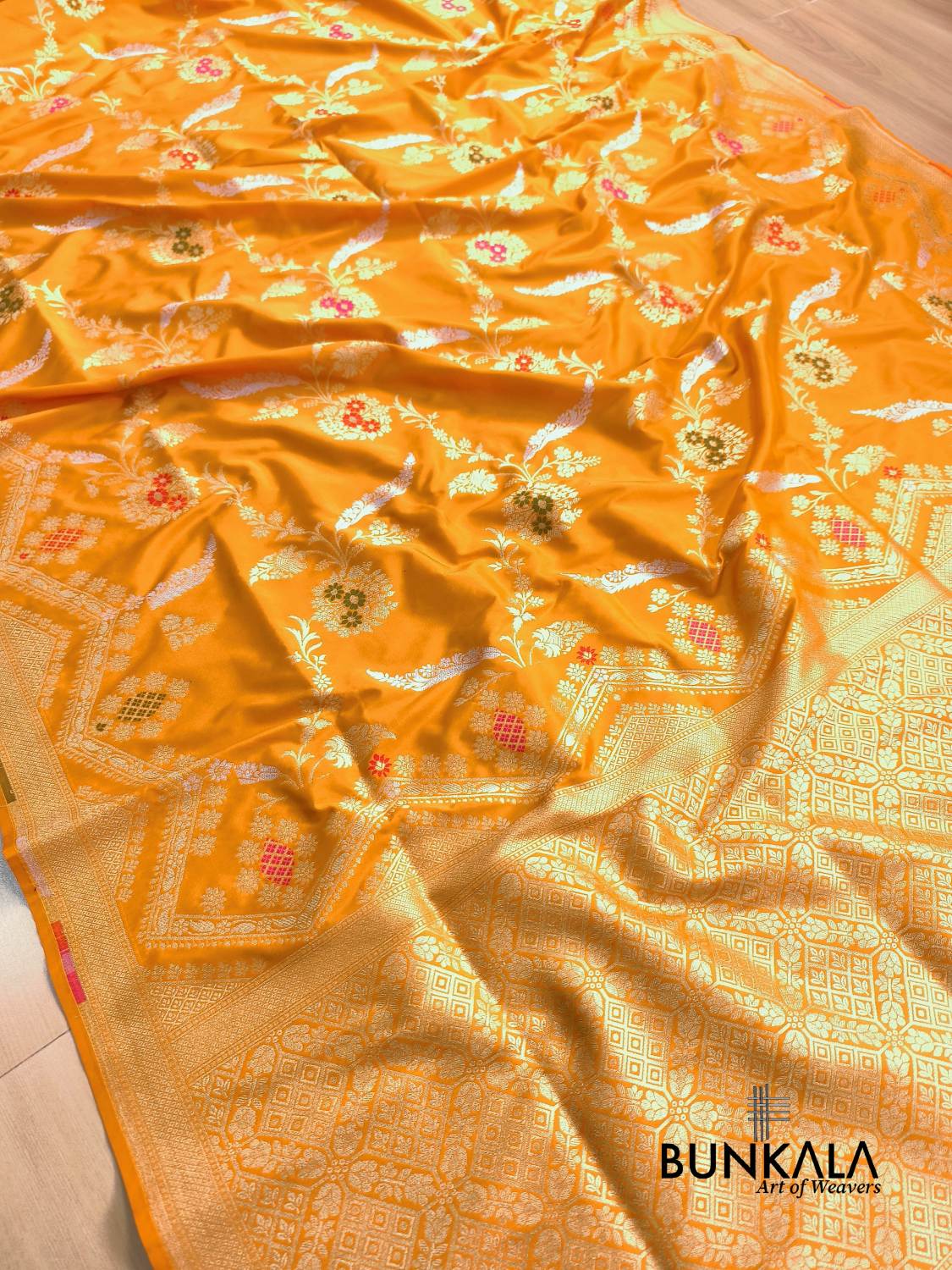 Yellow Sona Rupa Meena Temple Border Banarasi Silk Saree