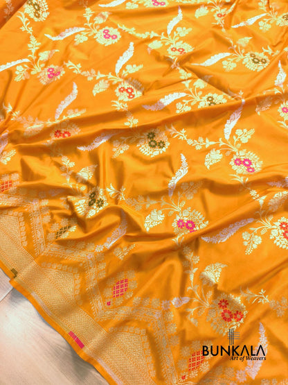 Yellow Sona Rupa Meena Temple Border Banarasi Silk Saree