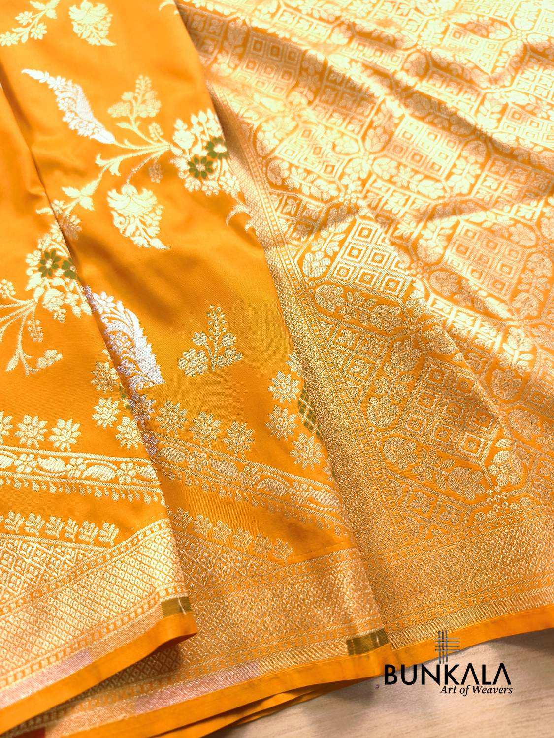 Yellow Sona Rupa Meena Temple Border Banarasi Silk Saree