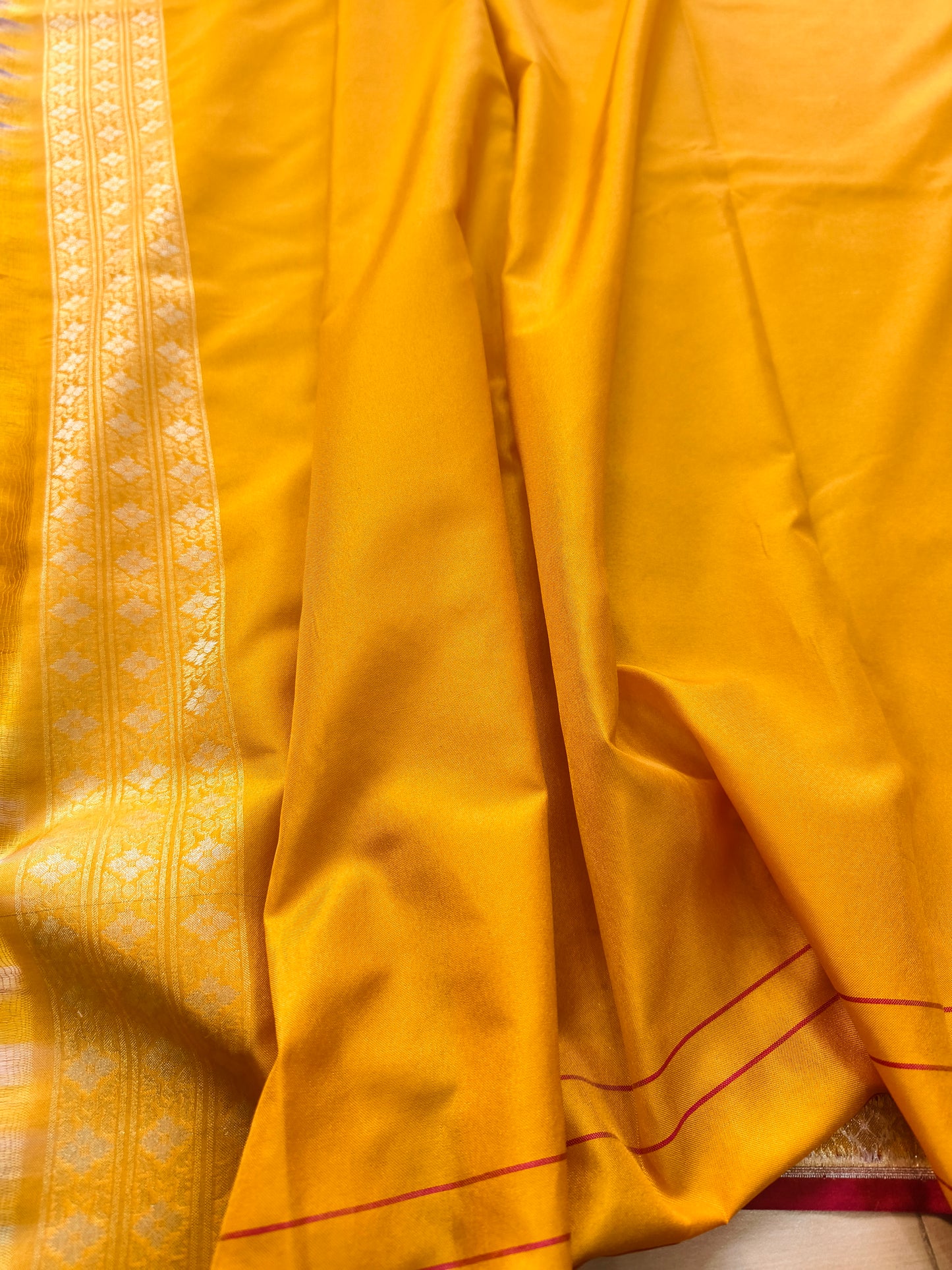 Yellow Ektara Banarasi Jamdani Weaved Silk Saree