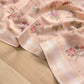 Peach Pink Linen Saree with Digital Floral Print and Zari Border