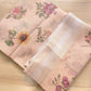 Peach Pink Linen Saree with Digital Floral Print and Zari Border