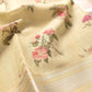 Pista Green Linen Saree with Digital Floral Print and Zari Border