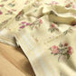 Pista Green Linen Saree with Digital Floral Print and Zari Border