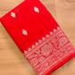 Red Banarasi Pure Khaddi Chiffon Allover Silver Zari Buti Handloom Saree