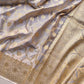 Grey Mashru Silk Jaal Design Weaved Banarasi Saree