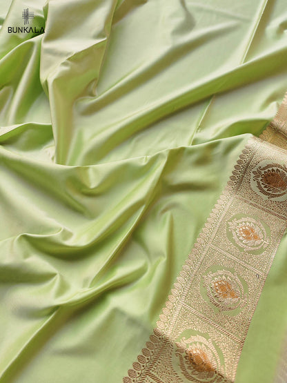 Green Mashru Silk Meenakari Jaal Design Weaved Banarasi Saree