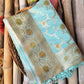 Blue Mashru Silk Meenakari Jaal Design Weaved Banarasi Saree
