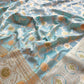 Blue Mashru Silk Meenakari Jaal Design Weaved Banarasi Saree