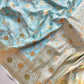 Blue Mashru Silk Meenakari Jaal Design Weaved Banarasi Saree