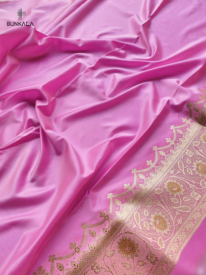 Pink Mashru Silk Meenakari Jaal Design Weaved Banarasi Saree