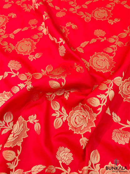Red Floral Jaal Design Banarasi Silk Saree