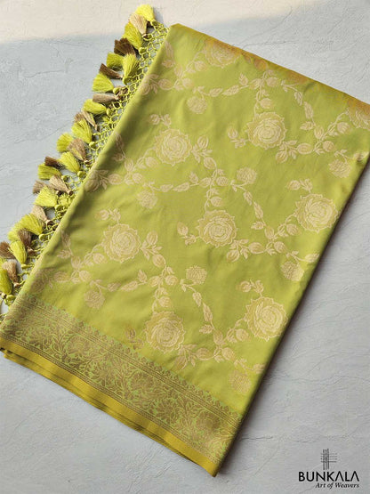 Green Floral Jaal Design Banarasi Silk Saree