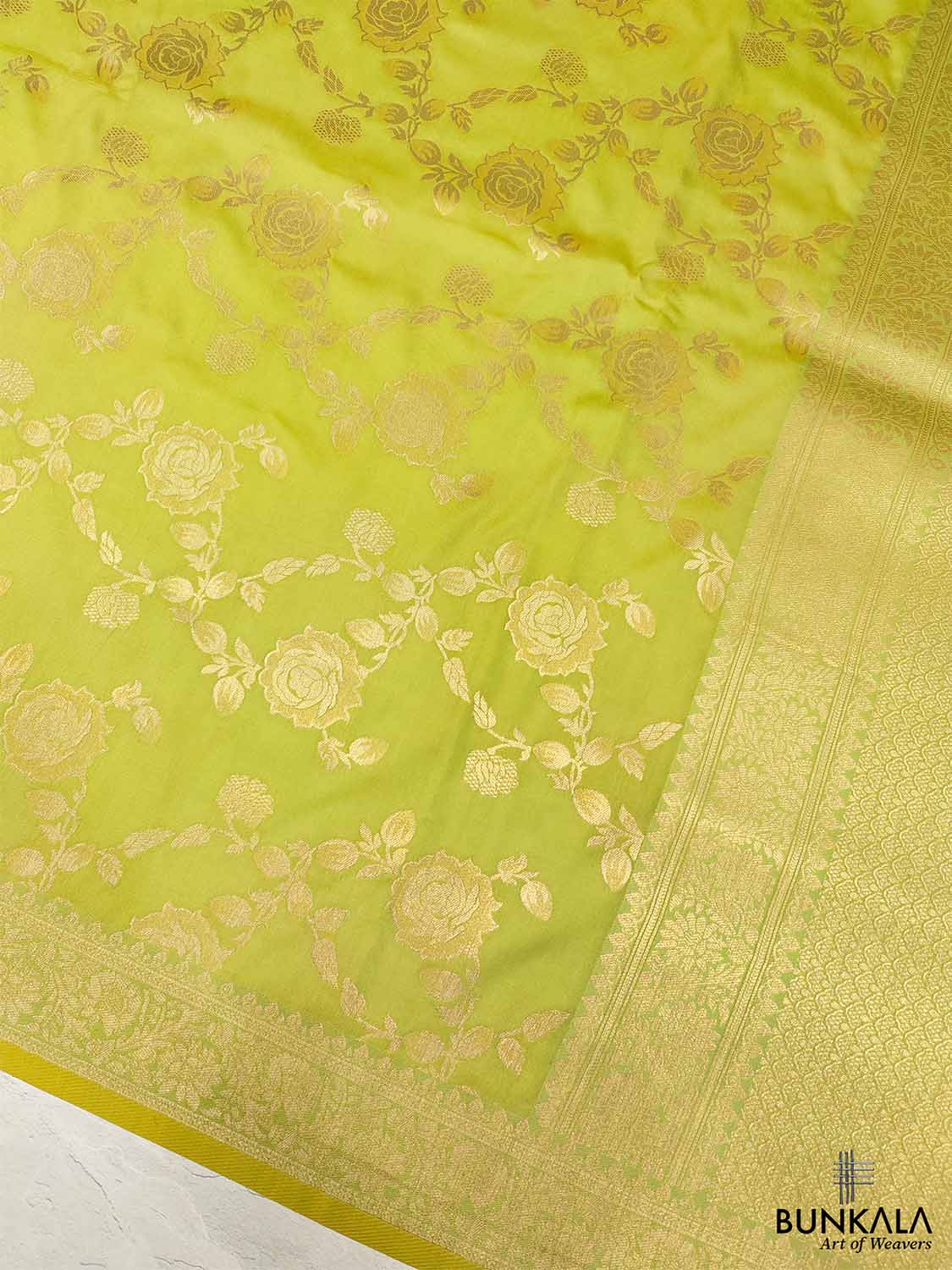 Green Floral Jaal Design Banarasi Silk Saree