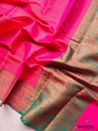 Pink Kanjivaram Silk Saree with Contrast Border