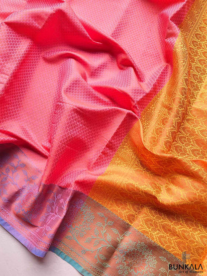 Pink Kanjivaram Silk Saree with Contrast Border