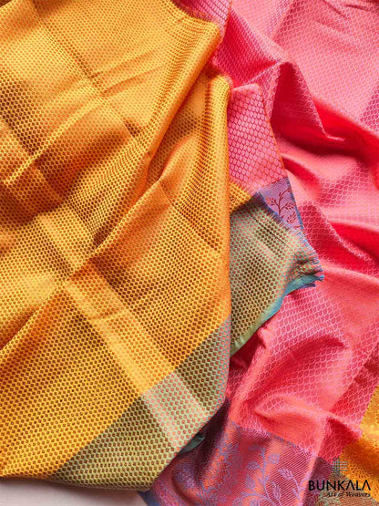 Pink Kanjivaram Silk Saree with Contrast Border