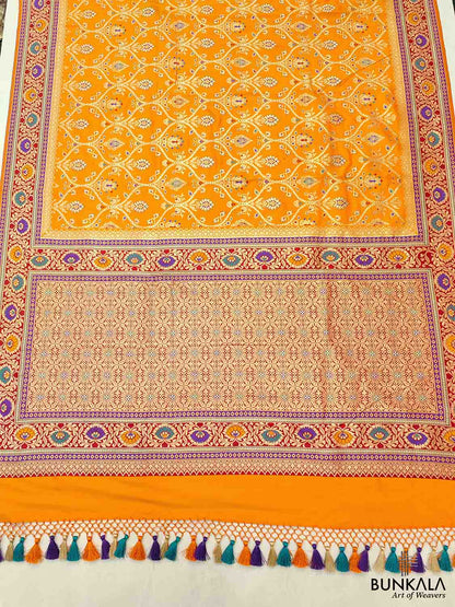 Yellow Meenakari Banarasi Silk Saree