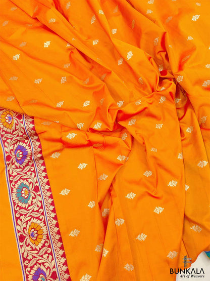 Yellow Meenakari Banarasi Silk Saree