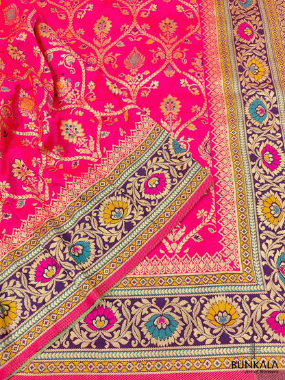 Pink Meenakari Banarasi Silk Saree