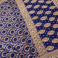 Blue Pure Khaddi Georgette Handloom Jaal Design Banarasi Saree
