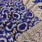 Blue Pure Khaddi Georgette Handloom Jaal Design Banarasi Saree