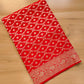 Red Pure Khaddi Georgette Handloom Jaal Design Banarasi Saree