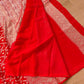 Red Pure Khaddi Georgette Handloom Jaal Design Banarasi Saree