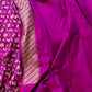 Purple Pure Katan Silk Handloom Sona Rupa Animal and Bird Design Banarasi Checks Saree