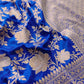 Blue Pure Katan Silk Handloom Sona Rupa Kadwa Jangla Banarasi Saree