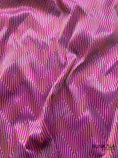Purple Pure Katan Silk Handloom Zig Zag Design Sona Rupa Banarasi Saree
