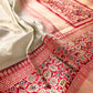 Classic Pastel Green Pure Katan Silk Handloom Allover Sona Rupa Buti Banarasi Saree with Contrast Meenakari Red Border