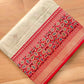 Classic Pastel Green Pure Katan Silk Handloom Allover Sona Rupa Buti Banarasi Saree with Contrast Meenakari Red Border