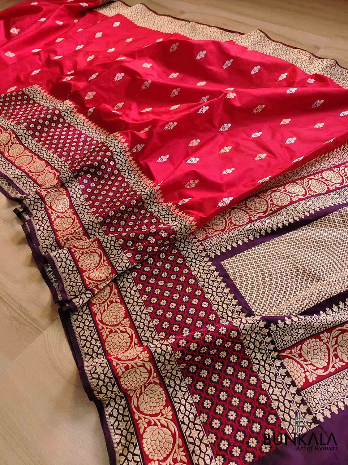 Red Pure Katan Silk Handloom Sona Rupa Banarasi Saree with Big Border ...
