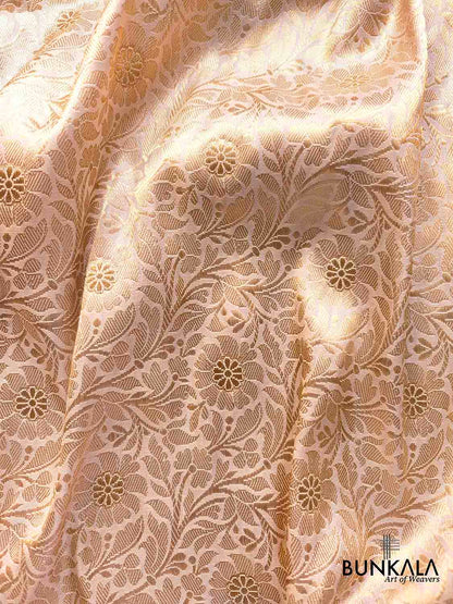 Exquisite Craftsmanship Off White Pure Katan Silk Handloom Brocade Banarasi Saree with Meenakari Border and Pallu