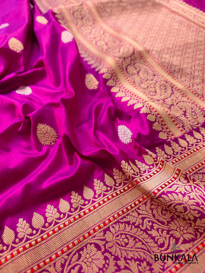 Subtle Charm Pink Pure Katan Silk Handloom Sona Rupa Allover Small Buti Banarasi Saree