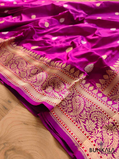Subtle Charm Pink Pure Katan Silk Handloom Sona Rupa Allover Small Buti Banarasi Saree