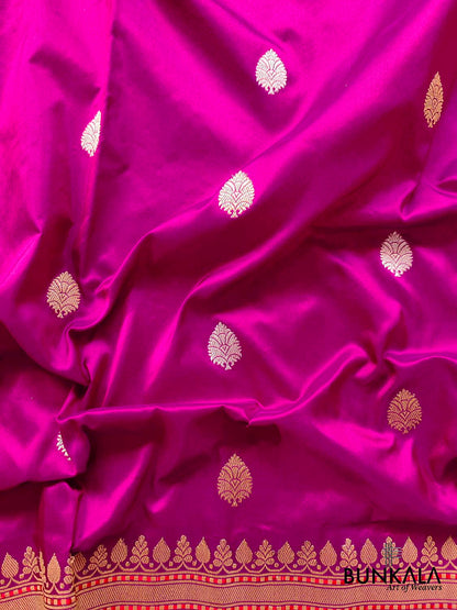 Subtle Charm Pink Pure Katan Silk Handloom Sona Rupa Allover Small Buti Banarasi Saree