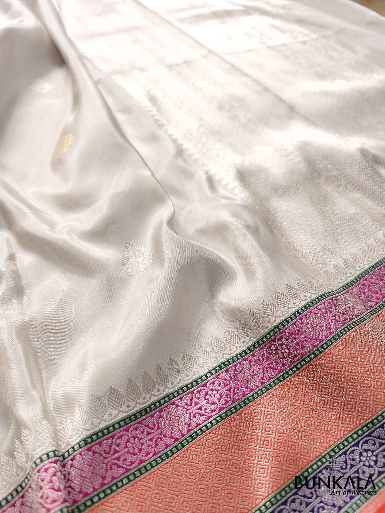Shop White Pure Tissue Katan Silk Handloom Sona Rupa Banarasi Saree ...